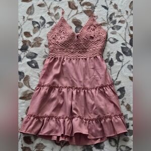Mauve Lace Babydoll Dress w/ Bow Back – Size Small